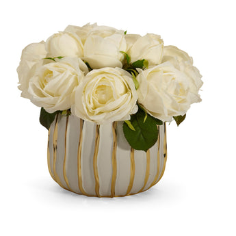 Rose Bouquet in White and Gold Container