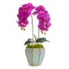 Double Orchid in Blue Finned Pot