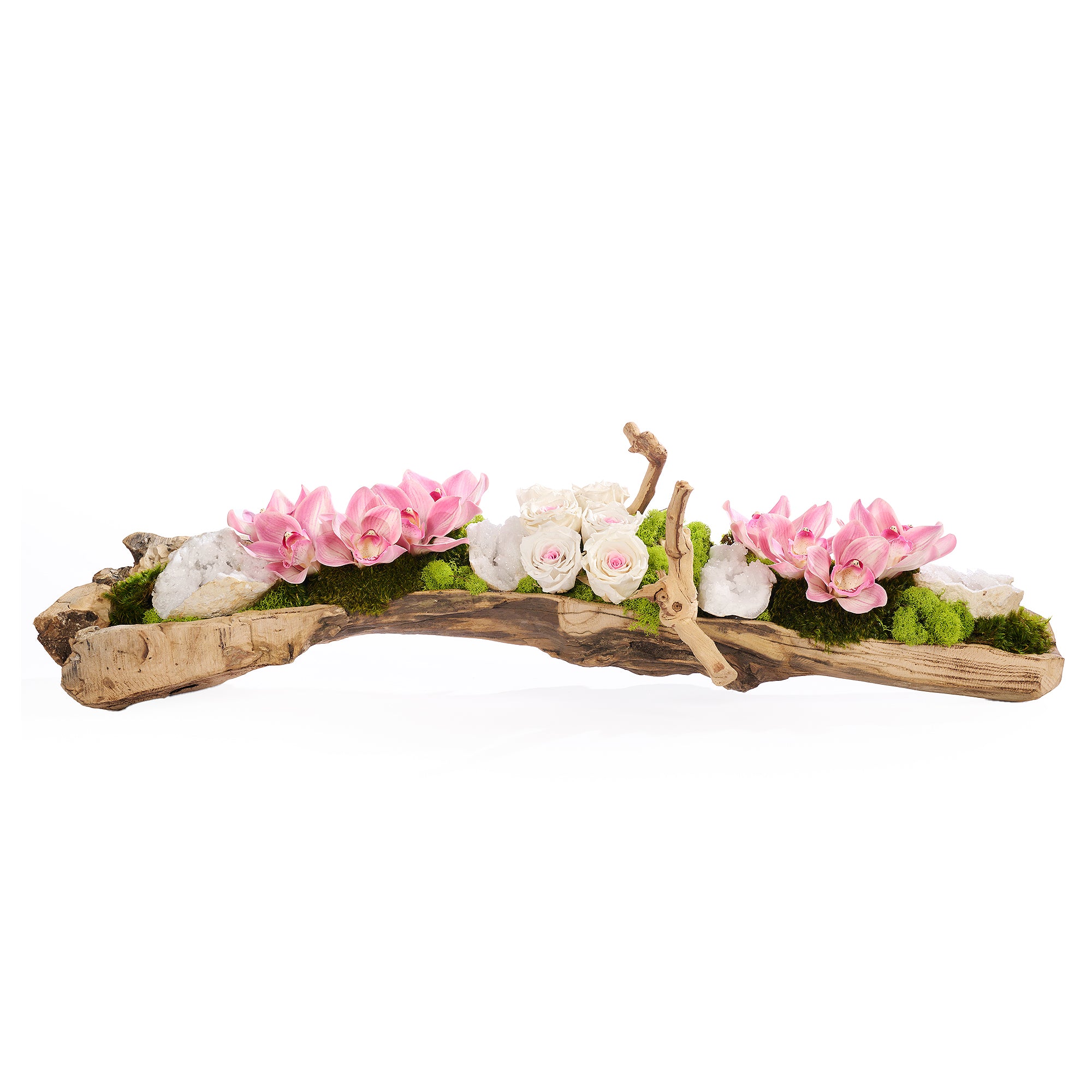 Log Roses Rose Garden in Large Wood Log – T&C Floral Company
