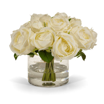 Rose Bouquet in Clear Glass Vase