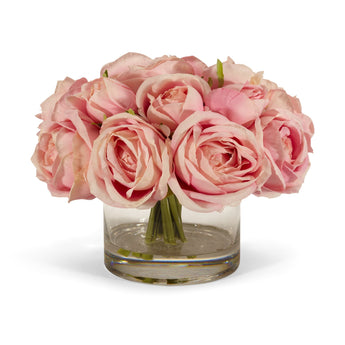 Rose Bouquet in Clear Glass Vase