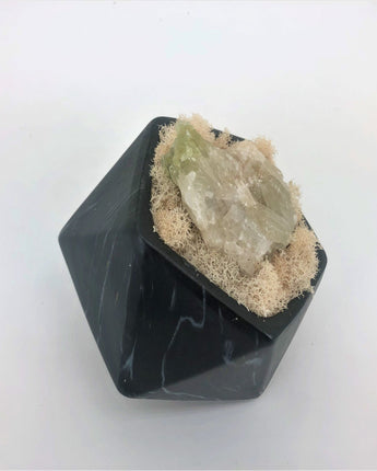 Black Marble Like Pentagon Blue Calcite