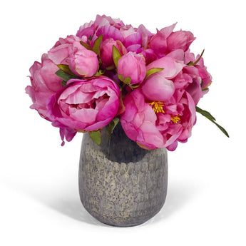 Peonies In Silver Vase